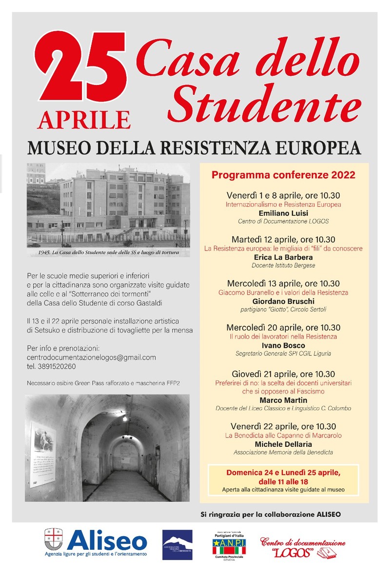 25 aprile, La Casa dello Studente organizza visite e conferenze sulla storia della Resistenza Europea