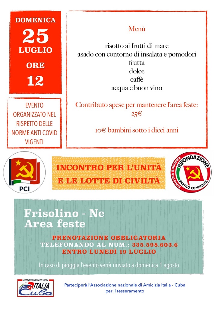 Nel Tigullio Pci e Prc organizzano un incontro con l'associazione nazionale di Amicizia Italia - Cuba