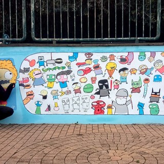 Pra’, un giovanissimo artista di 15 anni fa rinascere e risplendere il murales ai Giardini Capponi Pra’, un giovanissimo artista di 15 anni fa rinascere e risplendere il murales ai Giardini Capponi