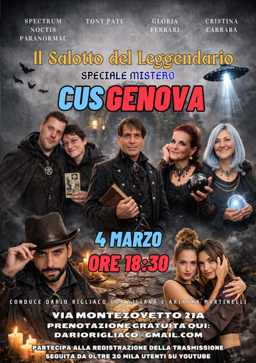 A Genova arriva “Il Salotto del Leggendario – Speciale Mistero” aperto al pubblico A Genova arriva “Il Salotto del Leggendario – Speciale Mistero” aperto al pubblico