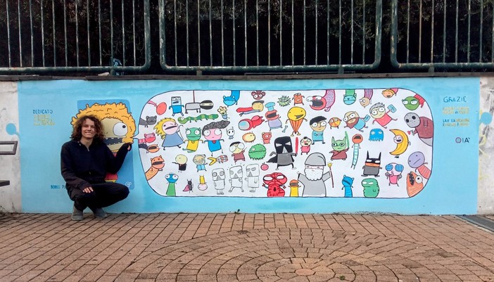 Pra’, un giovanissimo artista di 15 anni fa rinascere e risplendere il murales ai Giardini Capponi