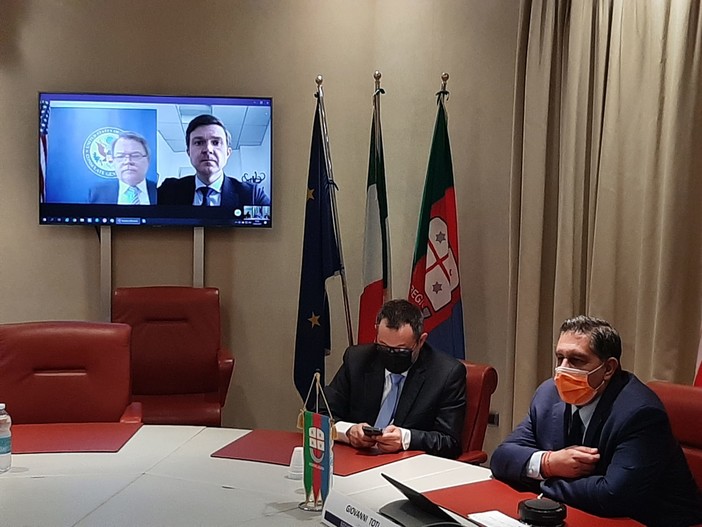 Regione: incontro in videoconferenza tra il presidente Toti e Robert Needham, console generale degli Stati Uniti d'America