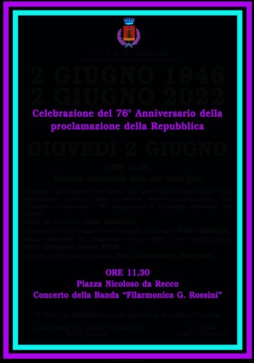 Festa della Repubblica a Recco: ecco il programma delle celebrazioni Festa della Repubblica a Recco: ecco il programma delle celebrazioni