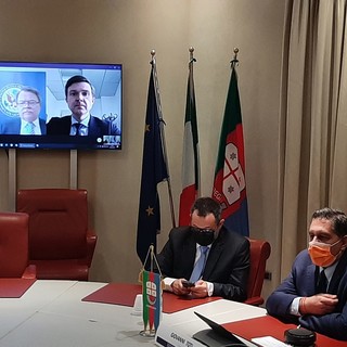 Regione: incontro in videoconferenza tra il presidente Toti e Robert Needham, console generale degli Stati Uniti d'America