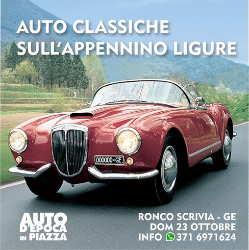 Auto d'epoca in piazza, domenica 23 appuntamento a Ronco Scrivia