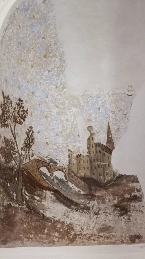 Uno scorcio della Voltri antica compare su un affresco a Carloforte