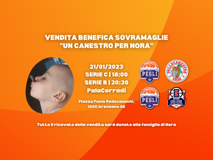 Anche il Basket Pegli contribuirà alla raccolta fondi in solidarietà per la piccola Nora