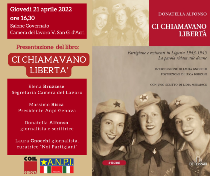 “Ci chiamavano libertà”, giovedì la presentazione della nuova edizione del libro di Donatella Alfonso