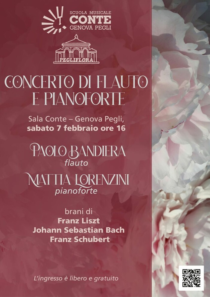 Pomeriggio in musica a Pegli: concerto di flauto e pianoforte alla Sala Conte
