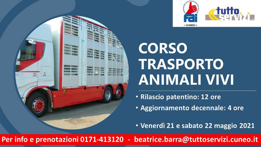 Iscriviti al corso “Conducenti trasporto animali vivi” Iscriviti al corso “Conducenti trasporto animali vivi”
