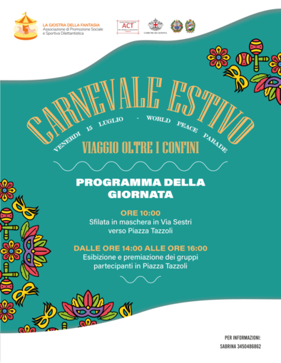 Giostracarnevale: il carnevale estivo delle culture in scena a Sestri Ponente con la Giostra della Fantasia
