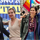 Giorgia Meloni ed Elly Schlein con Marco Bucci e Andrea Orlando Giorgia Meloni ed Elly Schlein con Marco Bucci e Andrea Orlando