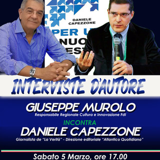 'Interviste d'Autore': sabato 5 marzo incontro con l'ex deputato Daniele Capezzone e il suo ultimo libro 'Per una nuova destra'