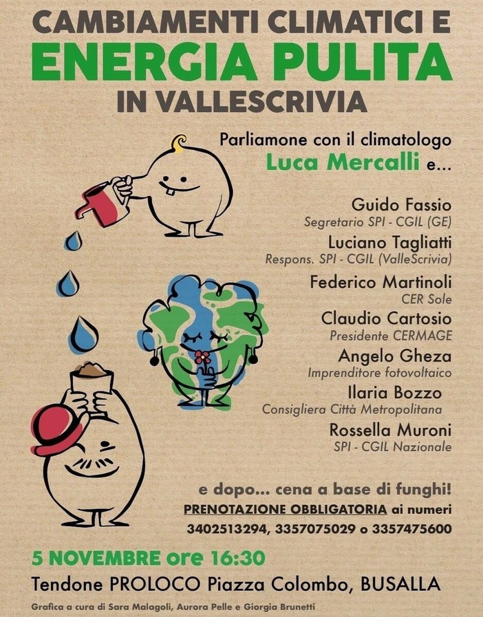 Valle Scrivia, transizione energetica e comunità rinnovabili: a Busalla il convegno Spi Cgil con il climatologo Mercalli