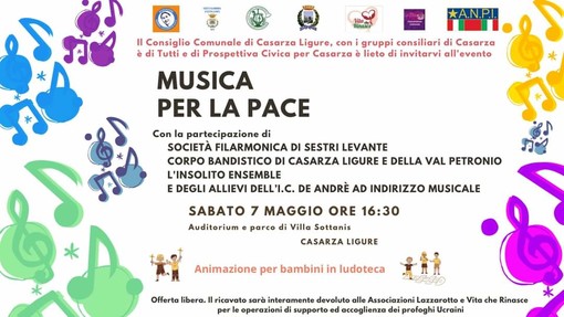 Musica per la pace, a Casarza Ligure un concerto evento per raccogliere fondi in favore dei profughi ucraini