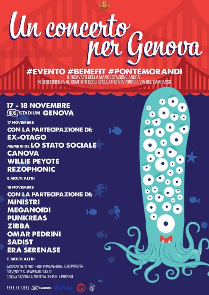 "Un concerto per Genova": due giornate con i big della musica per le vittime del ponte "Un concerto per Genova": due giornate con i big della musica per le vittime del ponte