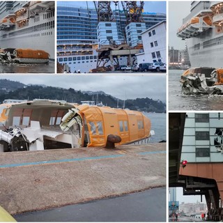 Savona, manovra sfortunata per Costa Smeralda: danni a gru e strutture fisse (FOTO e VIDEO)