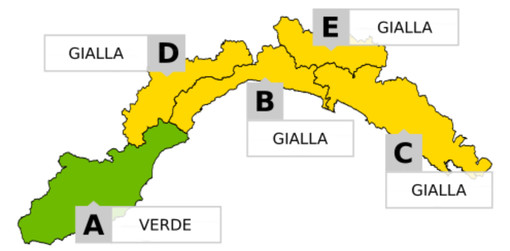 Maltempo in Liguria, emanata allerta gialla per temporali su Centro e Levante
