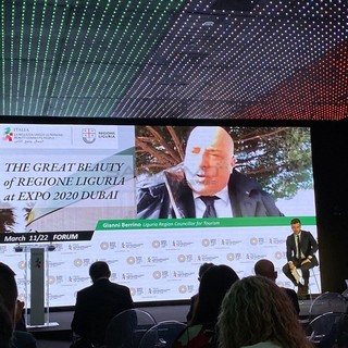 Regione Liguria a Expo Dubai, Berrino: "La nostra scommessa è collegare mare e montagna tra il blu e il green" (Video)