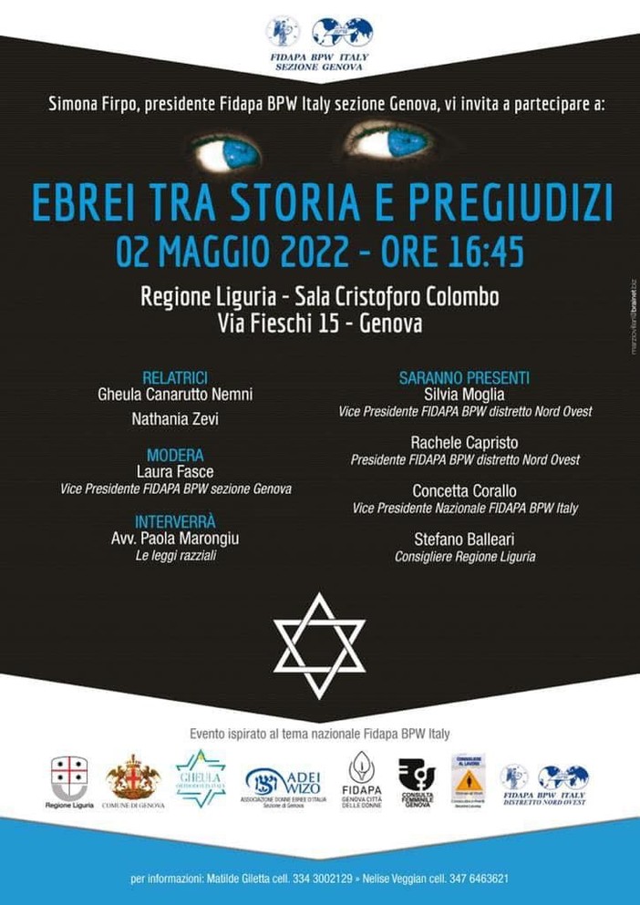 “Gli Ebrei, fra storia e pregiudizi”,  lunedì 2 maggio alle 16.45