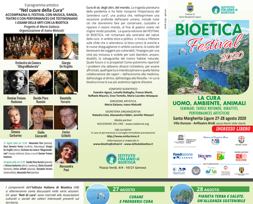 Santa Margherita Ligure: il 27 e 28 agosto in programma la quarta edizione del Festival di Bioetica