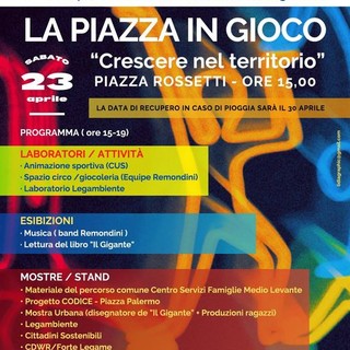 Foce, ecco ‘La piazza in gioco’: una giornata di festa in piazza Rossetti