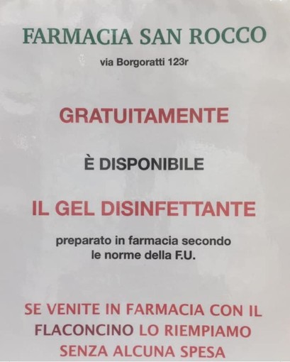 Borgoratti: la farmacia regala il gel disinfettante Borgoratti: la farmacia regala il gel disinfettante