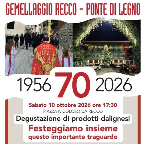 Recco e Ponte di Legno festeggiano 70 anni di gemellaggio: sabato 10 ottobre un’intera giornata in piazza Nicoloso