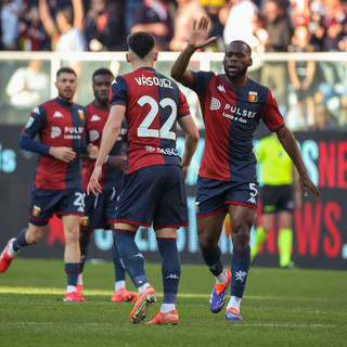 Joan Vasquez esulta con Onana alla rete del pareggio (foto Gabriele Siri)