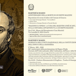 Giornate Mazziniane 2026, Genova rende omaggio a Giuseppe Mazzini tra commemorazioni, musica e cerimonie ufficiali