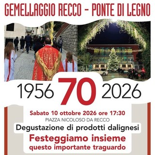 Recco e Ponte di Legno festeggiano 70 anni di gemellaggio: sabato 10 ottobre un’intera giornata in piazza Nicoloso Recco e Ponte di Legno festeggiano 70 anni di gemellaggio: sabato 10 ottobre un’intera giornata in piazza Nicoloso