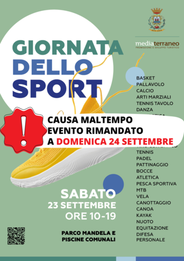 Sestri Levante, Giornata dello Sport rinviata a domenica 24 causa maltempo