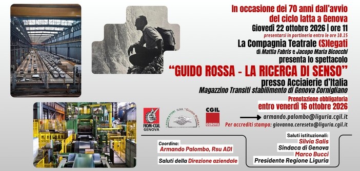 La storia di Guido Rossa diventa uno spettacolo teatrale nel cuore di Acciaierie d'Italia La storia di Guido Rossa diventa uno spettacolo teatrale nel cuore di Acciaierie d'Italia
