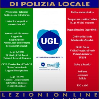 Concorso per agenti di polizia locale, UGL offre un corso di preparazione