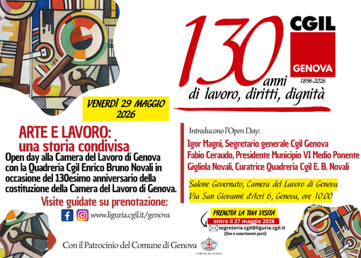 La Camera del Lavoro di Genova compie 130 anni: venerdì open day e visite guidate gratuite alla Quadreria Novali La Camera del Lavoro di Genova compie 130 anni: venerdì open day e visite guidate gratuite alla Quadreria Novali