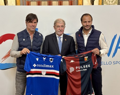 Il sindaco Marco Bucci con Alberto Gilardino e Andrea Sottil Il sindaco Marco Bucci con Alberto Gilardino e Andrea Sottil