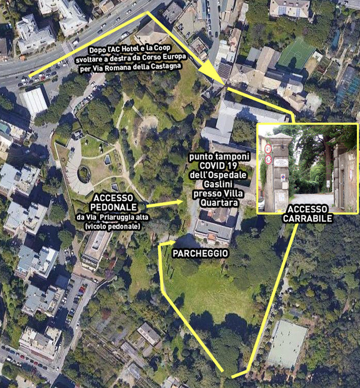Da giovedì 20 gennaio è attivo a villa Quartara il punto tamponi del Gaslini Da giovedì 20 gennaio è attivo a villa Quartara il punto tamponi del Gaslini