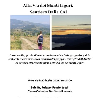 Doppio appuntamento a Palazzo Fascie: il 20 luglio "Alta Via dei Monti Liguri" in Sala Bo e il 21 luglio visita guidata “Nel nome di Santa Caterina e… i Cristezzanti”