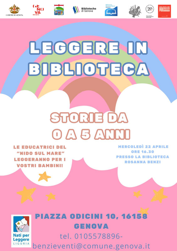 Genova Voltri, “Leggere in biblioteca”: storie per bambini da 0 a 5 anni alla Biblioteca Benzi
