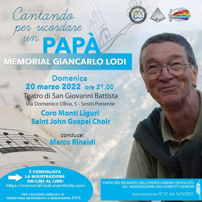 Sestri Ponente, domenica sera l’omaggio a Giancarlo Lodi, nel decennale dalla scomparsa Sestri Ponente, domenica sera l’omaggio a Giancarlo Lodi, nel decennale dalla scomparsa