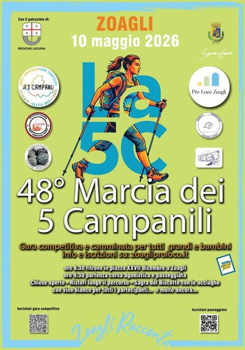 Zoagli, torna la Marcia dei 5 Campanili: sport e sapori tra le creuse del Tigullio