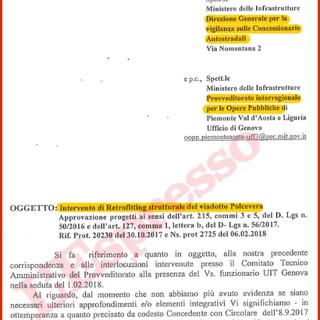 Autostrade: "Interpretazione de L'Espresso su lettera ponte non è veritiera"