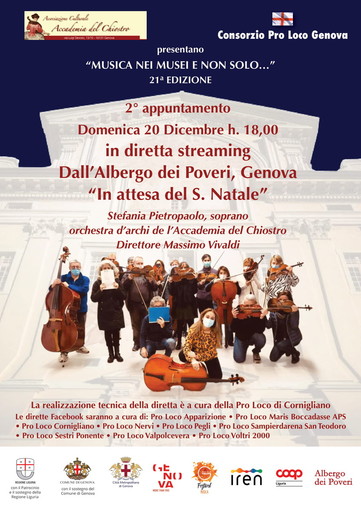 Concerto di Natale online: grande successo per l'evento organizzato grazie alla collaborazione delle Pro Loco di Genova e l’Associazione Accademia del Chiostro