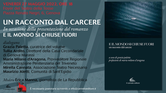"E il mondo si chiuse fuori", un incontro alla Tosse per parlare alla rieducazione dei detenuti