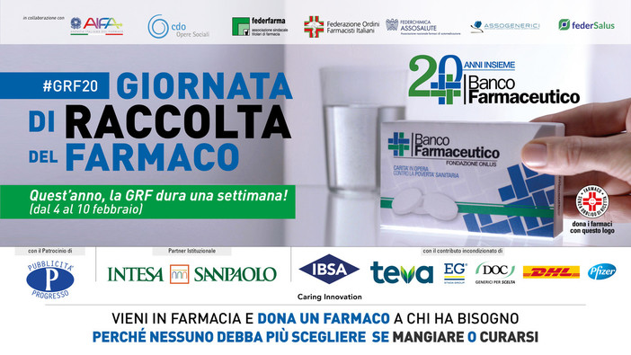 Arriva la Giornata di raccolta dei farmaci per donarli agli indigenti Arriva la Giornata di raccolta dei farmaci per donarli agli indigenti