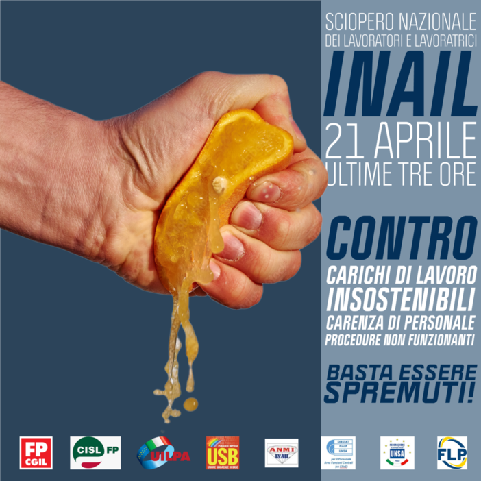 Inail, domani sciopero di 3 ore: "Manca personale"
