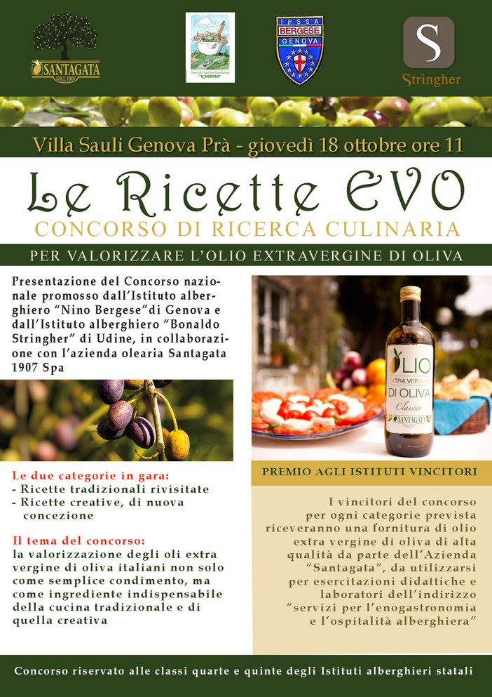 “Ricette Evo”, concorso nazionale per valorizzare l’olio extravergine di oliva a Pra' “Ricette Evo”, concorso nazionale per valorizzare l’olio extravergine di oliva a Pra'