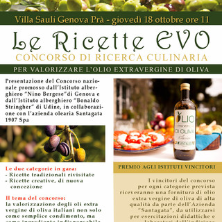 “Ricette Evo”, concorso nazionale per valorizzare l’olio extravergine di oliva a Pra'