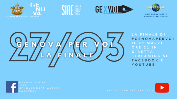 Genova per Voi: il 27 di marzo prossimo le finali in diretta streaming