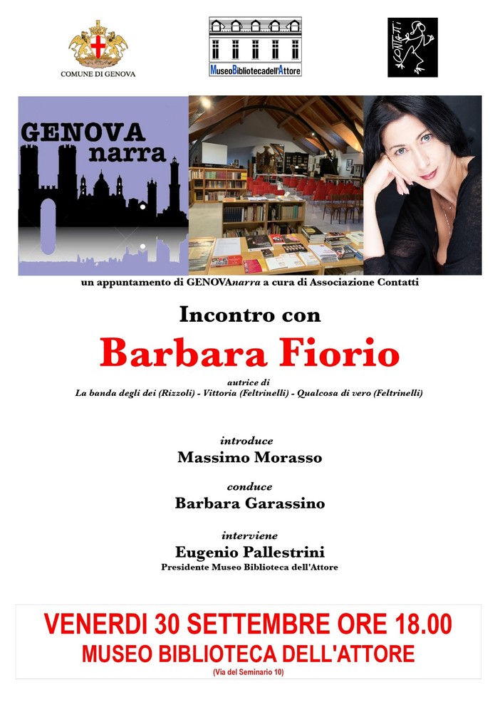 GENOVAnarra, un nuovo appuntamento al Museo Biblioteca dell'Attore con Barbara Fiorio GENOVAnarra, un nuovo appuntamento al Museo Biblioteca dell'Attore con Barbara Fiorio